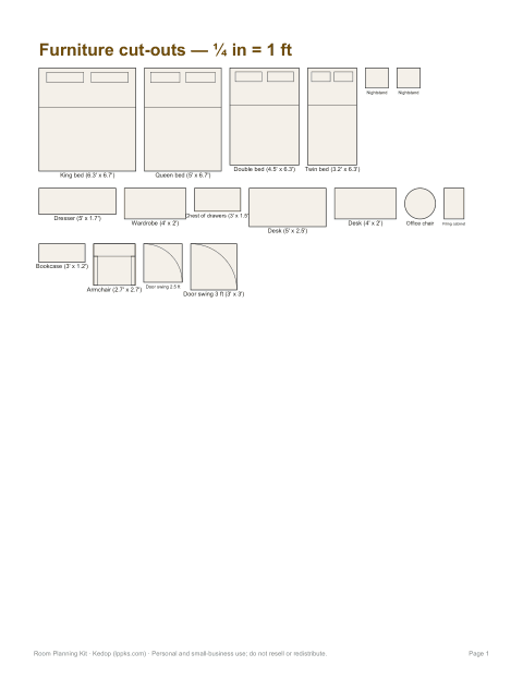 Preview of the first page of Bedroom & office cut-outs (PDF)