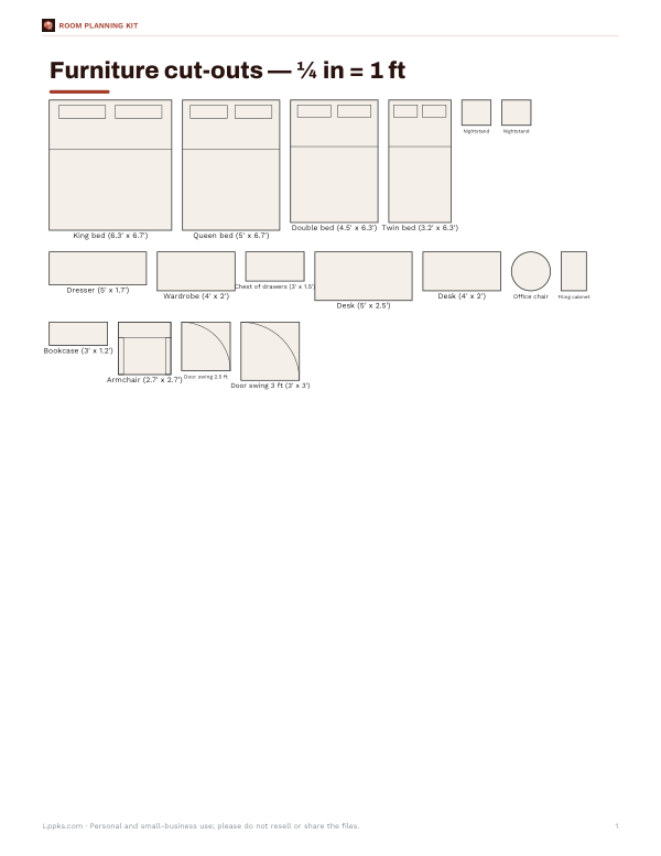 Preview of Printable Bedroom and Office Furniture Cut-Outs